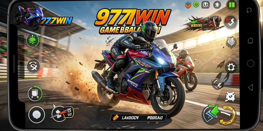 Tampilan gameplay balap motor yang seru dan mendebarkan.