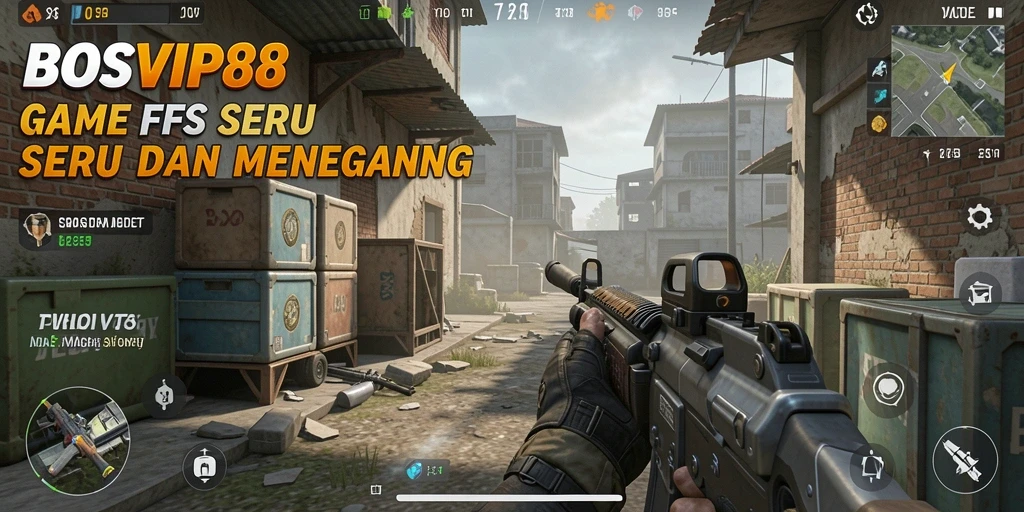 Screenshot BOSVIP88 menampilkan aksi mendebarkan dalam pertempuran FPS.