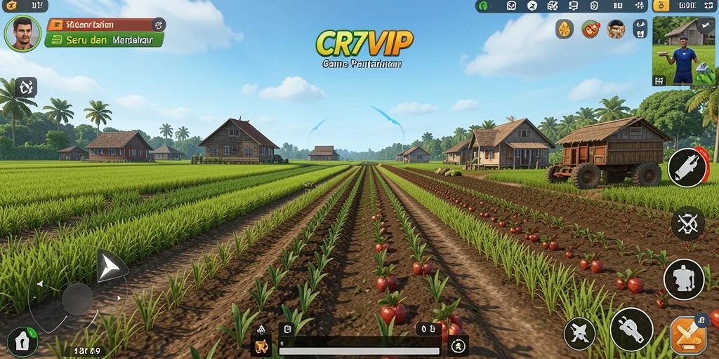 Tangkapan layar gameplay <strong>CR7VIP</strong> menampilkan aktivitas pertanian yang seru.