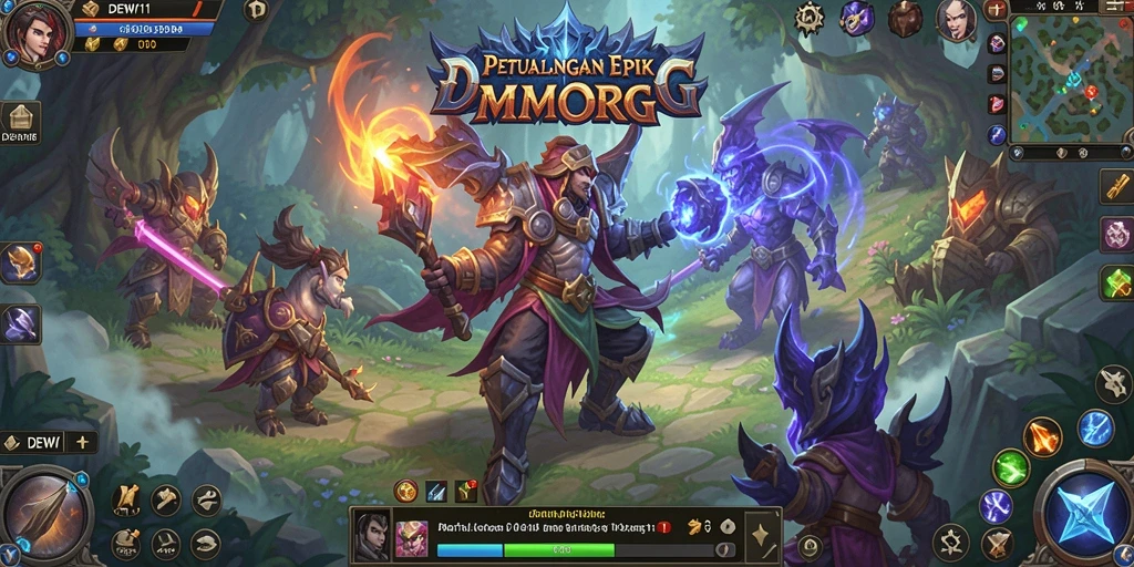 Tangkapan layar DEWI11 menampilkan aksi seru dalam pertempuran MMORPG.
