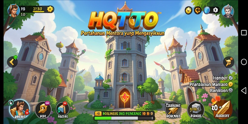 Gameplay HQTOTO menampilkan pertahanan yang menantang dan karakter unik.