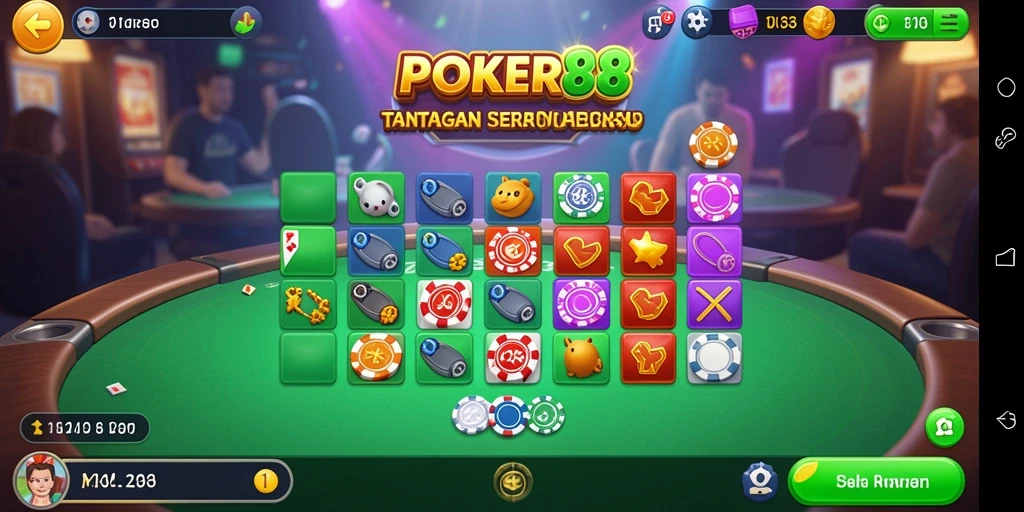 Tampilan gameplay seru POKER88 yang penuh warna.