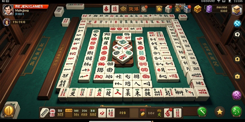 Tampilan gameplay REJEKIGAMES dengan grafis Mahjong yang menarik.
