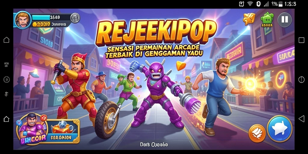 Screenshot permainan REJEKIPOP menampilkan gameplay arcade yang seru dan menantang.