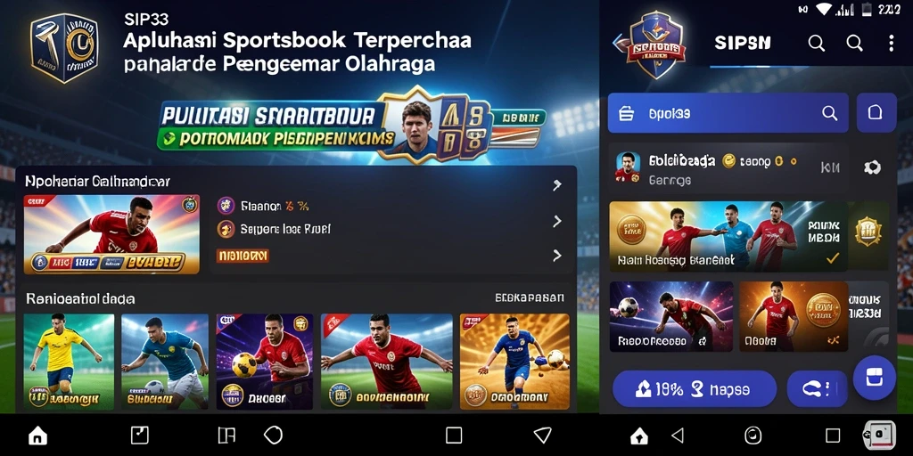 Screenshot menampilkan antarmuka SIP33 dengan taruhan olahraga yang sedang berlangsung.