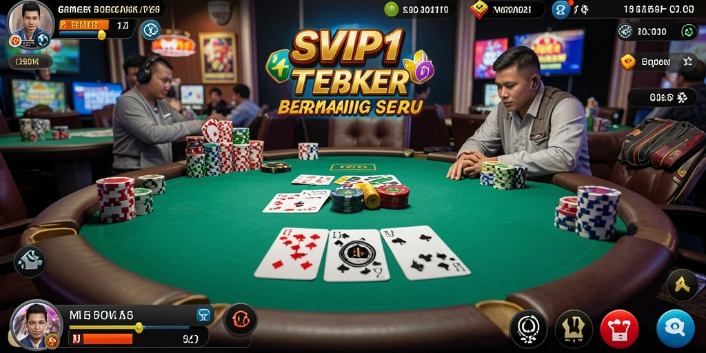 Screenshot SVIP1 menampilkan gameplay Poker yang mendebarkan dan interaktif.