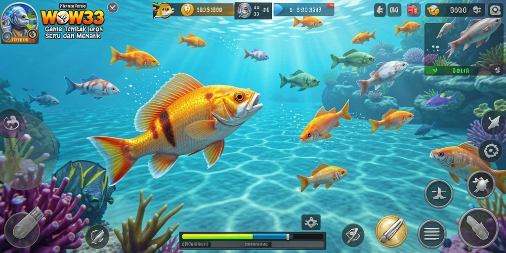 Tampilan gameplay seru di WOW33 dengan aksi Tembak Ikan yang menegangkan.
